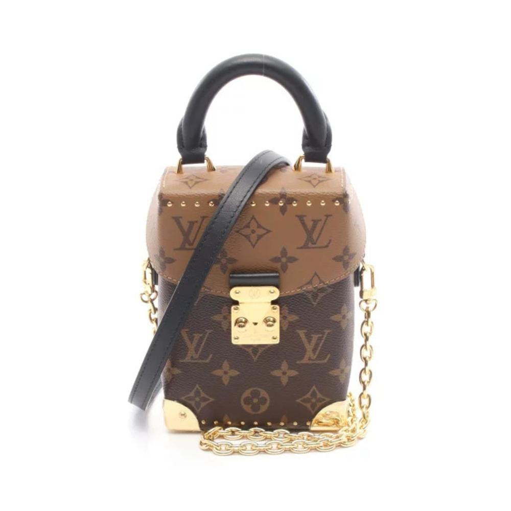 Louis Vuitton Camera Handbag Canvas Leather Monogram Reverse Brown